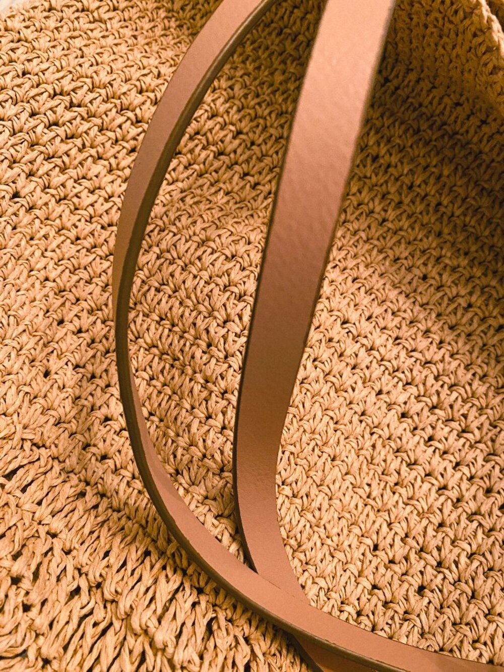 NWOT J. Crew Woven Straw Market Tote Large Packable Bag With Leather Straps - Picture 9 of 10